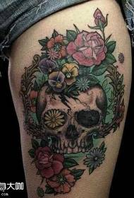 leg flower tattoo pattern