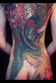 страхотен красив модел на татуировка на гърба на феникс