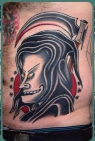 Abdominal Asian Style Death Demon Tattoo Pattern