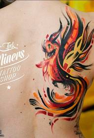 back watercolor phoenix tattoo pattern