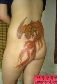 Modela Tattoo ya Jinê: Bûrek wêneya Nermalavê Tîna Tewrê ya Mid-Waist Phoenix