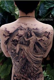 Personality Fashion Full Back Death Tattoo Pattern Picture