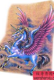 corak tatu sayap unicorn berwarna cantik