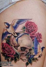 leg bird and skull tattoo pattern