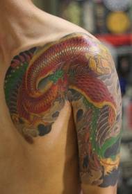 Motif de tatouage moitié phénix de feu de style asiatique