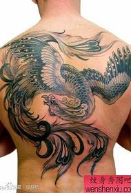 Esquena masculina popular clàssic patró de tatuatge de fènix blanc i negre