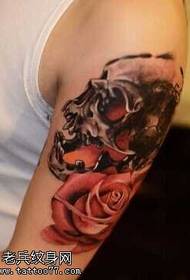 arm rose skull tattoo pattern