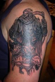 手臂死神地狱猎犬纹身图案