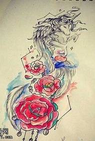 manuscris model de tatuaj de trandafir unicorn