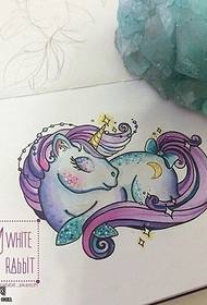 Manuscrit beau motif de tatouage de licorne