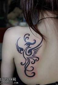 Shoulder black phoenix tattoo pattern