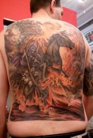 Men's Full Back Colors of Death, Flame War Horse Tattoo Pattern