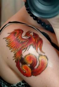 tjejer vid armen Exquisite Fire Phoenix Tattoo Pattern