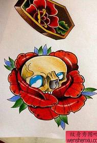 a small and popular skull rose tattoo pattern