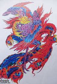 цветной рисунок татуировки феникс