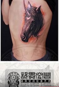 txiv neej sab tav tav txias unicorn tattoo