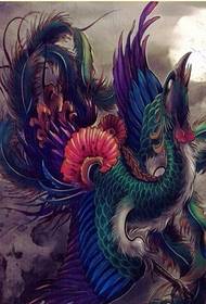 fashion beautiful color phoenix tattoo manuscript pattern picture