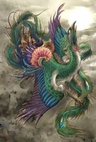 Color Phoenix tattoo manuscript picture