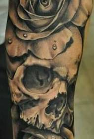 arm black gray rose skull tattoo pattern