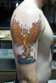 Male Shoulder color phoenix resurrection tattoo pattern