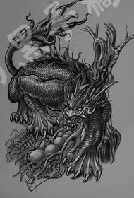 Шаблон татуіроўкі божага звяра: узор татуіроўкі жывёльнага аднарога