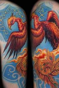 Ուսի գույնի Phoenix Flying Tattoo- ի նախշը