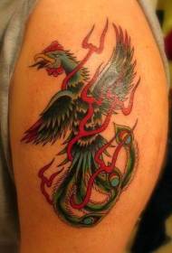 shoulder color Japanese phoenix tattoo picture