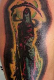 Grim Reaper un Green Moon krāsu tetovējuma raksts