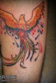 Leg Color Fire Phoenix Tattoo Pattern