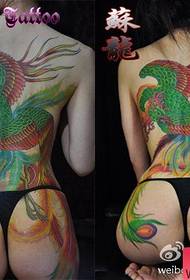 krása späť klasické populárne farby tradičné fénix tetovanie vzor