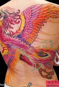 dívčí záda krásně krásné barevné fénix tetování vzor