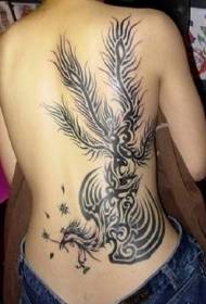 Cute black tribal phoenix back tattoo pattern