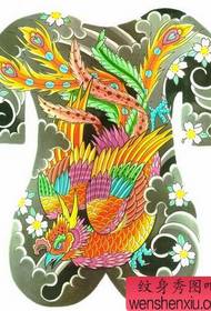 phoenix tattoo pattern: full back color phoenix cherry tattoo pattern