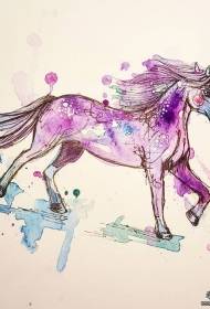 European color splash ink unicorn tattoo pattern manuscript