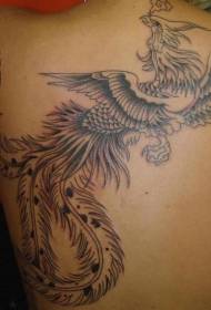 Back Black Simple Dream Phoenix Tattoo Patroon