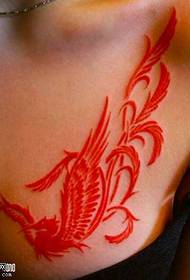 chest red phoenix tattoo pattern
