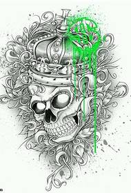 manuscript crown skull tattoo pattern