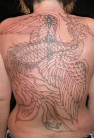 Spate linie neagră model de tatuaj Phoenix