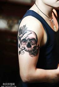 arm rose skull tattoo pattern