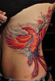 color del lado de la cintura Red Phoenix Tattoo Pattern