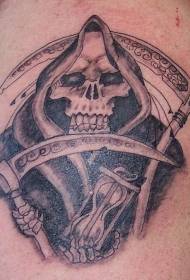 Death and Scythe Black Tattoo Pattern