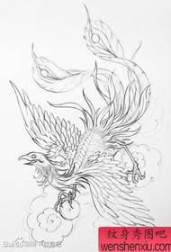popular classic one-line phoenix tattoo pattern