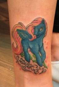 singur model de tatuaj cu bestie de corn: un frumos picior de culoare drăguț desen animat model de tatuaj unicorn