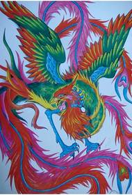 Super Fashion Kepribadian Warna Big Phoenix Tattoo Manuskrip Pola Gambar