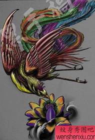 Dieva zvēra tetovējuma modelis: svēta dzīvnieka fēniksa lotosa tetovējuma modelis