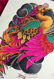 цветен традиционен модел на ръкопис на татуировка феникс