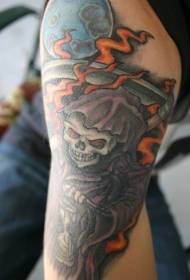 Halál és telihold lángja tetoválás minta