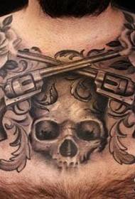 popular chest pistol tattoo pattern 150923 - super handsome realistic European and American tattoo tattoo