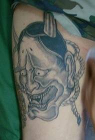 Asian Devil's Head Black Grey Tattoo Pattern