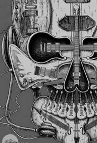 音楽の頭蓋骨のタトゥーパターン